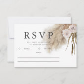 Boho Pampas Grass Waterverf Bruiloft RSVP Kaartje (Voorkant)