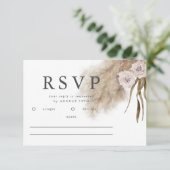 Boho Pampas Grass Waterverf Bruiloft RSVP Kaartje (Staand voorkant)