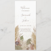 BOHO PAMPAS GRASS WATERVERF WEDDING PROGRAMMA (Voorkant)