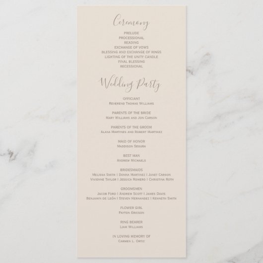 BOHO PAMPAS GRASS WATERVERF WEDDING PROGRAMMA (Achterkant)