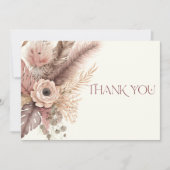 Boho Pampas Grass Wedding Bedankkaart (Voorkant)