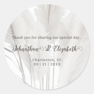Boho Pampas Grass Wedding Favoriet Ronde Sticker