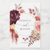 Boho Pampas Grass Wedding Favors Mini Wine Label Wijn Etiket (Enkel label)