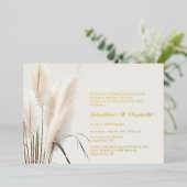 Boho Pampas Grass Wedding Folie Uitnodiging (Staand Voorkant)