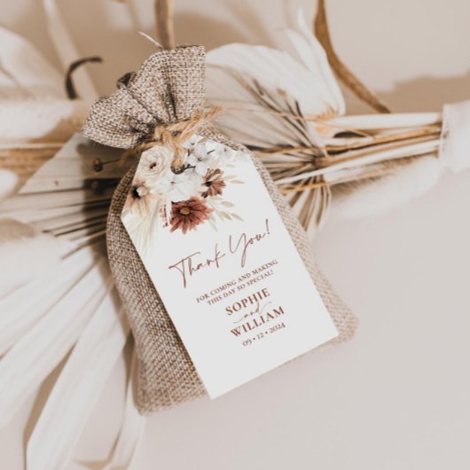 Boho Pampas Grass Wedding Gift Labels Cadeaulabel