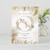 Boho Pampas Grass Wedding Invitation  (Debout devant)