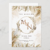 Boho Pampas Grass Wedding Invitation  (Devant / Derrière)