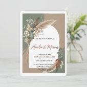 Boho Pampas Grass Wedding Invitation  (Debout devant)