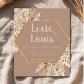 Boho Pampas Grass Wedding Invitation — Beige/Blush Kaart
