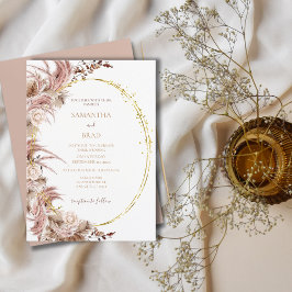 Boho Pampas Grass Wedding Invitation Kaart