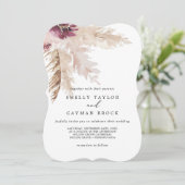 Boho Pampas Grass Wedding Kaart (Staand voorkant)