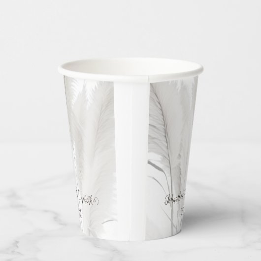 Boho Pampas Grass Wedding Papieren Bekers (Rechts)