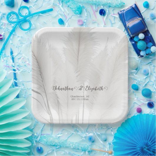 Boho Pampas Grass Wedding Papieren Bordje (Feest)