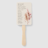 Boho Pampas Grass Wedding Program Hand Fan Handwaaier (Achterkant)