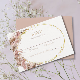 Boho Pampas Grass Wedding RSVP Kaart Geen maaltijd