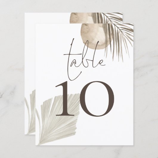 Boho Pampas Grass Wedding Table Number (Voorkant / Achterkant)