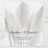 Boho Pampas Grass Wedding Wijn Etiket (Enkel label)