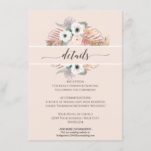 Boho Pampas Grass White Blush Bloemen Palm Kaart