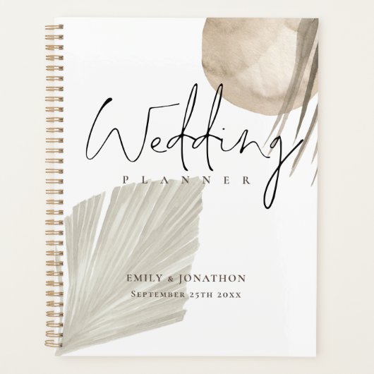 Boho Pampas Grasses Noms Date Wedding planner (Devant)