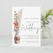 Boho Pampas Grasses QR Code Faire-part de mariage (Debout devant)