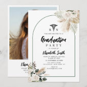 Boho Pampas Groen Verpleegkundig Afstudeerfeest Kaart (Voorkant / Achterkant)