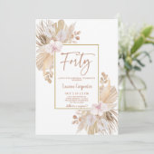 Boho Pampas Herbe 40e anniversaire Invitation (Debout devant)