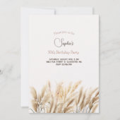 Boho pampas herbe adulte invitation anniversaire (Devant)