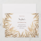 Boho pampas herbe adulte invitation anniversaire (Devant / Derrière)