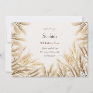 Boho pampas herbe adulte invitation anniversaire