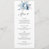 boho pampas herbe bleu fleuri menu carte (Devant)