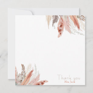Boho pampas herbe carte de remerciements