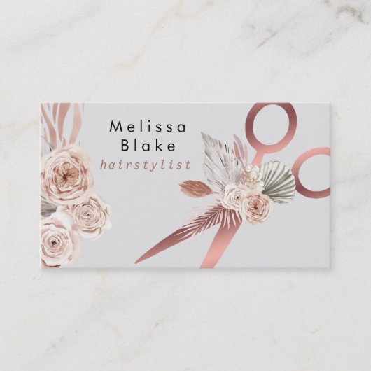 boho pampas herbe coiffeur carte de visite (Devant)