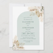 boho pampas herbe et faire-part de mariage verdoya (Devant)