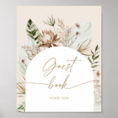 Boho pampas herbe signe l'affiche du livre d'or (Devant)