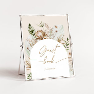 Boho pampas herbe signe l'affiche du livre d'or