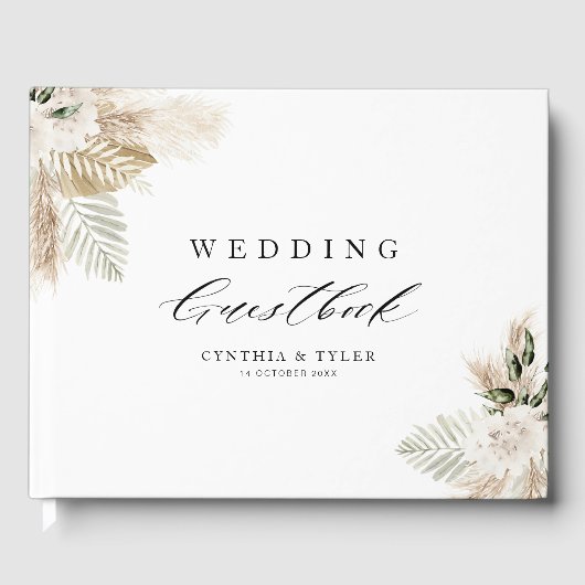 Boho pampas herbe verdure mariage livre d'or (Recto)