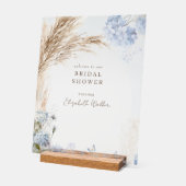 Boho Pampas Icy Blue Bridal Shower Acryl Bord (Hoek)