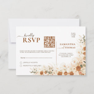 Boho Pampas lis & Eucalyptus QR Wedding RSVP