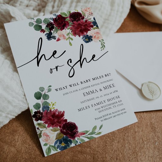 Boho Pampas Lui ou elle Genre Reveillez Invitation