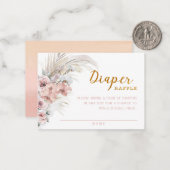 Boho Pampas Luier Raffle Kaart Notitiekaartje (Voorkant / Achterkant in situ)