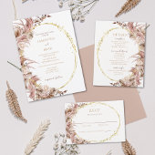 Boho Pampas Mariage Grass Carte RSVP Pas de Repas