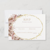 Boho Pampas Mariage Grass Carte RSVP Pas de Repas (Devant)