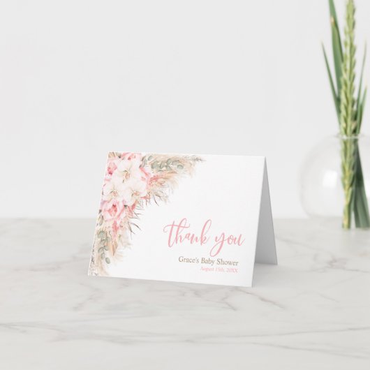 Boho Pampas Orchidées Peonies Merci Baby shower (Devant)