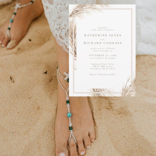 Boho Pampas Pas de parents Faire-part de mariage