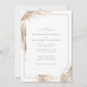 Boho Pampas Pas de parents Faire-part de mariage (Devant)