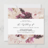 Boho Pampas Pêche à l'herbe Carré Faire-part de ma (Devant)