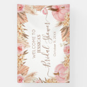 Boho Pampas Pink Pumpkin bridal shower Welcome  Spandoek (Verticaal)