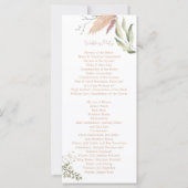 Boho Pampas Programme de Mariage Grass - Pampagras (Dos)