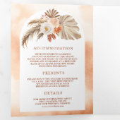 Boho Pampas Pumpkin Floral Terracotta Fall Wedding Drieluik Uitnodiging (Binnenzijde eerst)