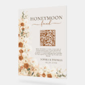 Boho Pampas Roos Waterverf Honeymoon Fund Wedding Acryl Bord (Hoek)